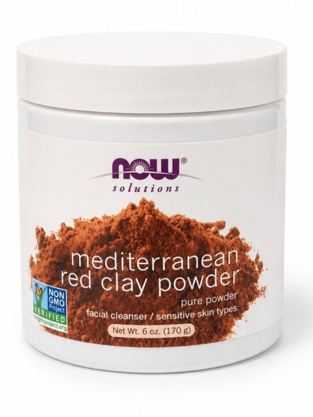NOW Solutions Mediterranean Red Clay Powder 6 oz Pure Facial Cleanser Sensitive